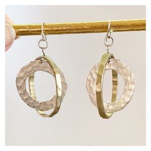 Hammered Metal Round Earrings Silver Bronze Disc